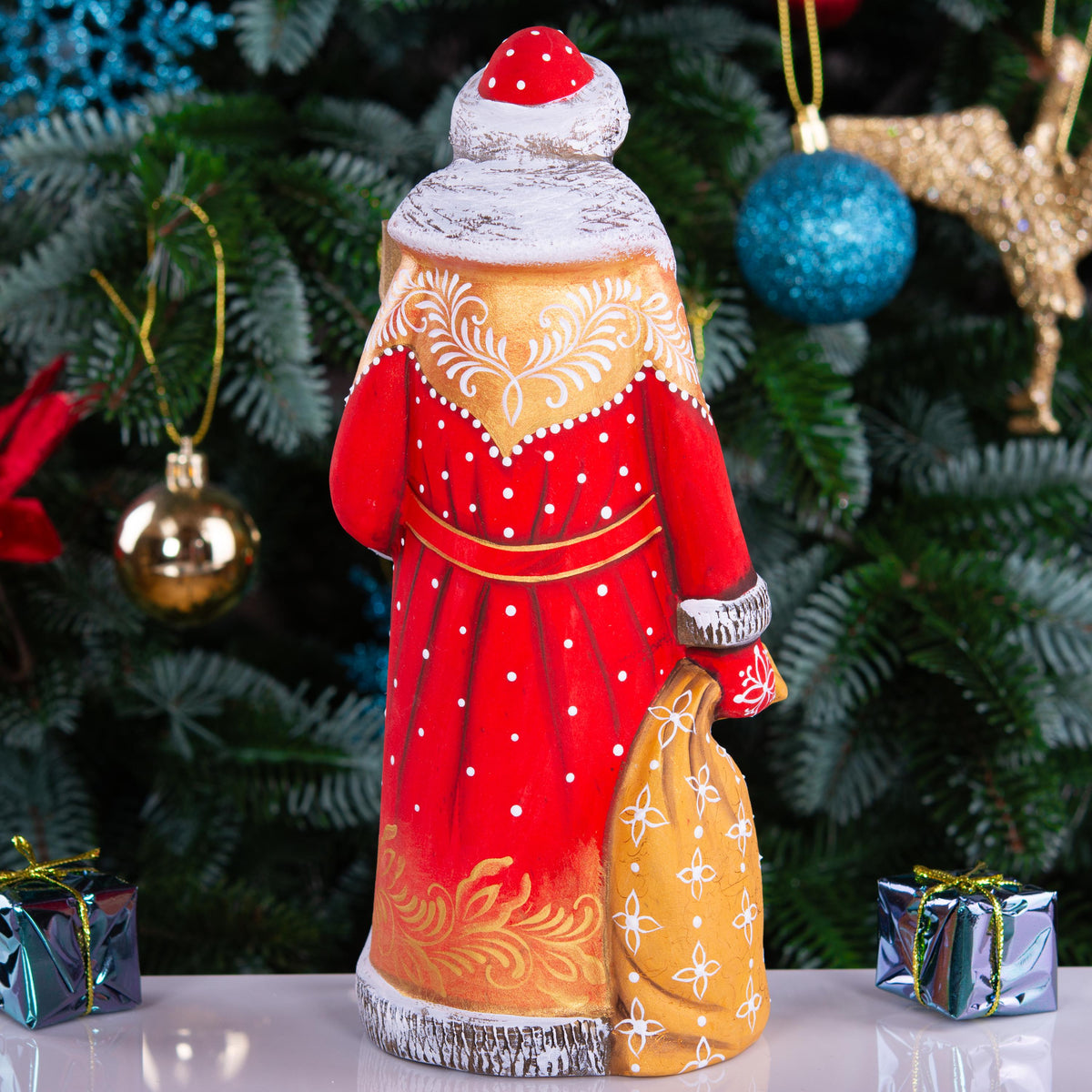Wooden Santa Claus figurine 9", Funny Christmas Gift Idea - Christmas Holiday Home Decoration indoor made in Ukraine