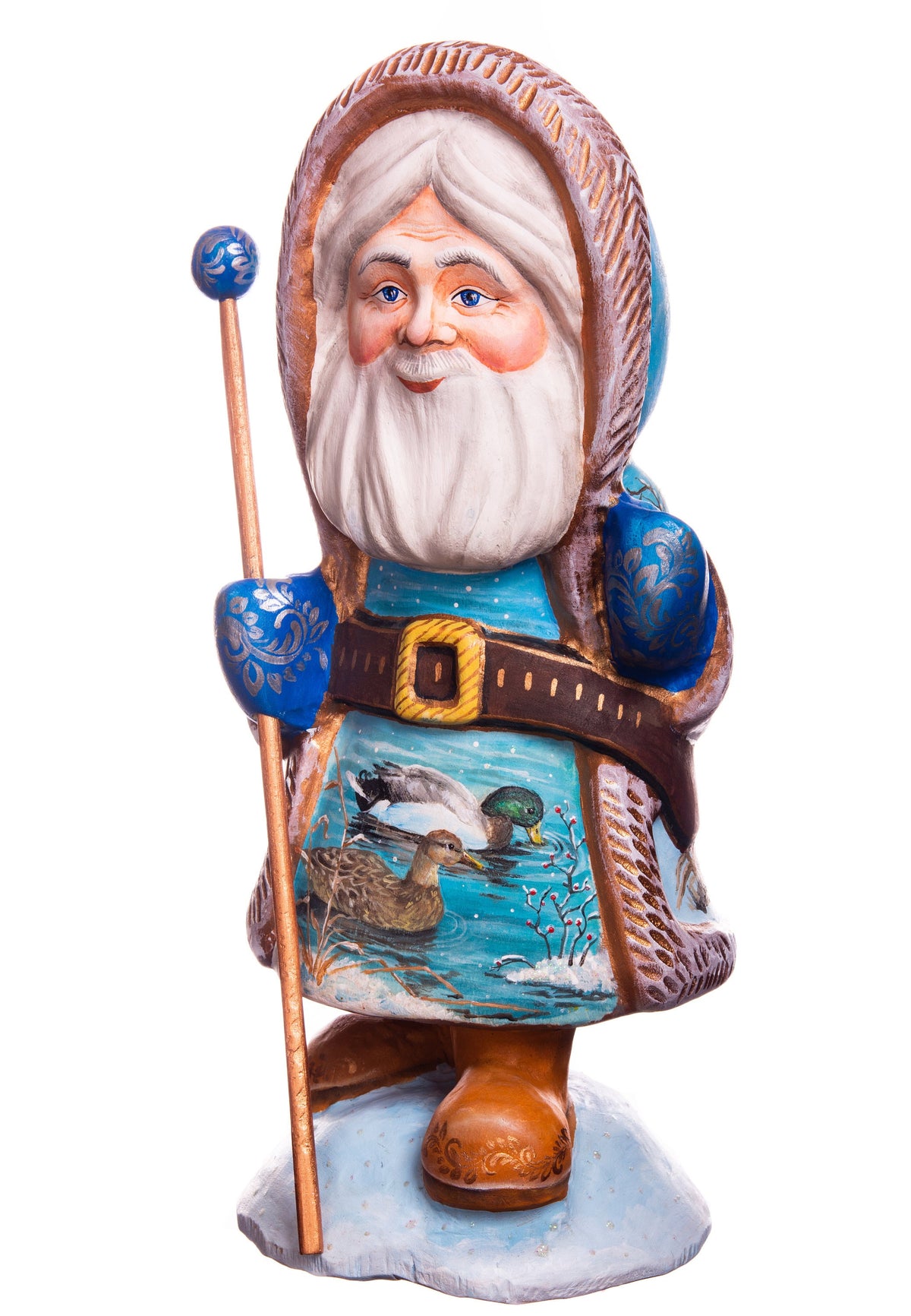 Hand-Carved Wooden Santa Claus Figurine: 12" Holiday Decor