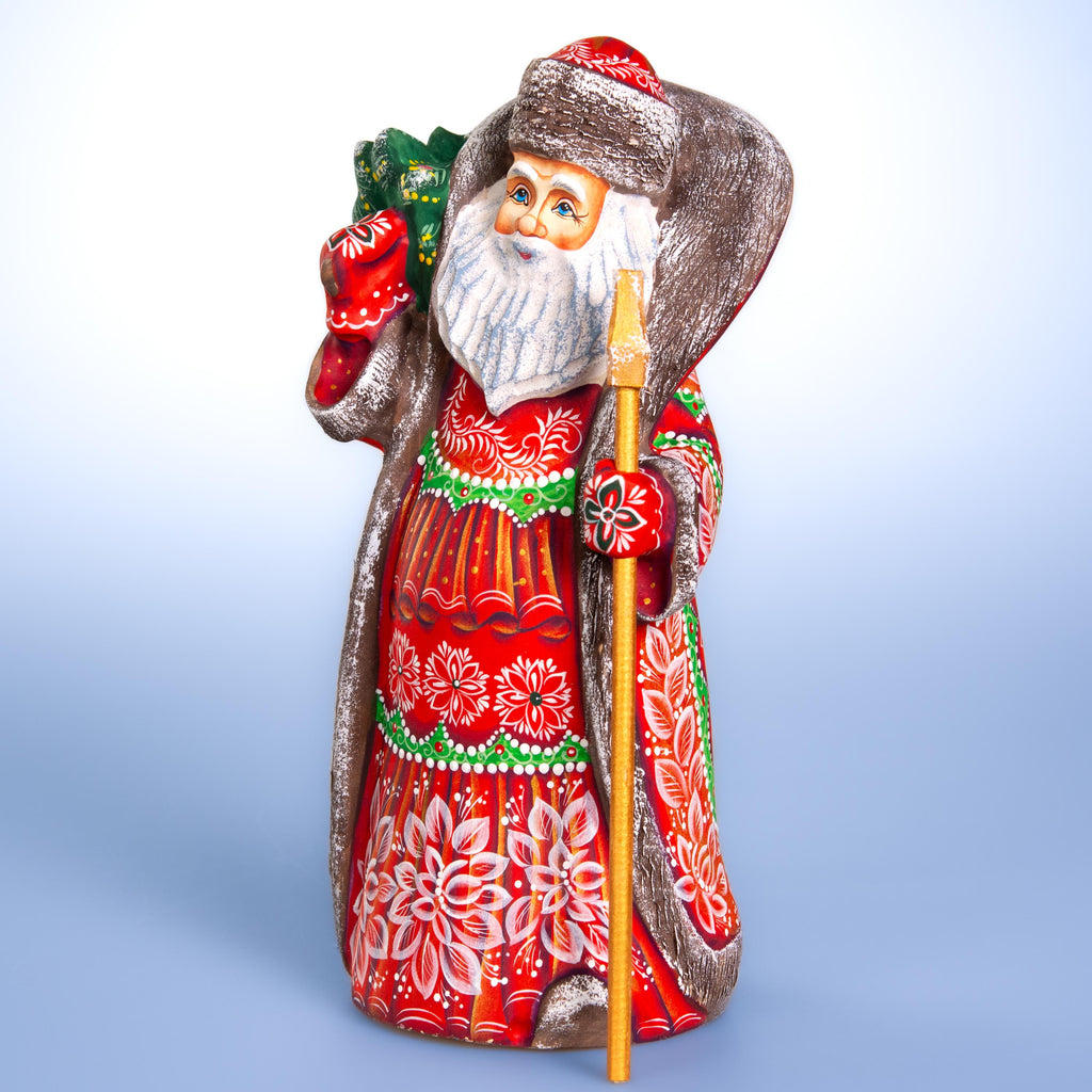 Hand carved Santa wooden figurine 10 inch, Christmas gift for collectors