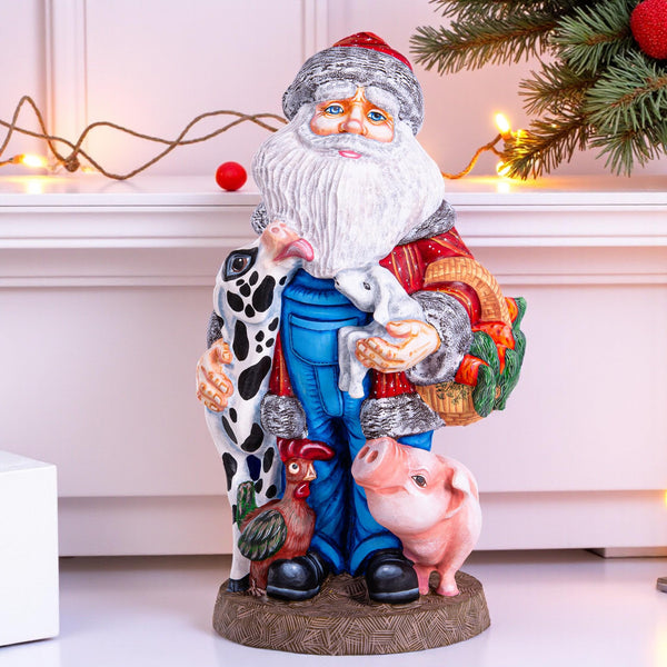 Hand Carved Wooden Rancher Santa Claus Figurine: 14