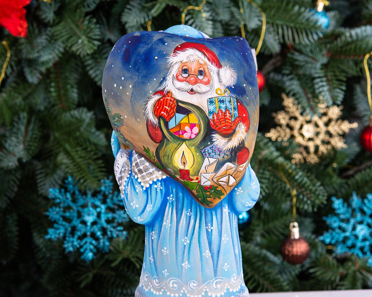 Hand Carved Wooden Santa Claus Figurine: 11" Christmas Decor