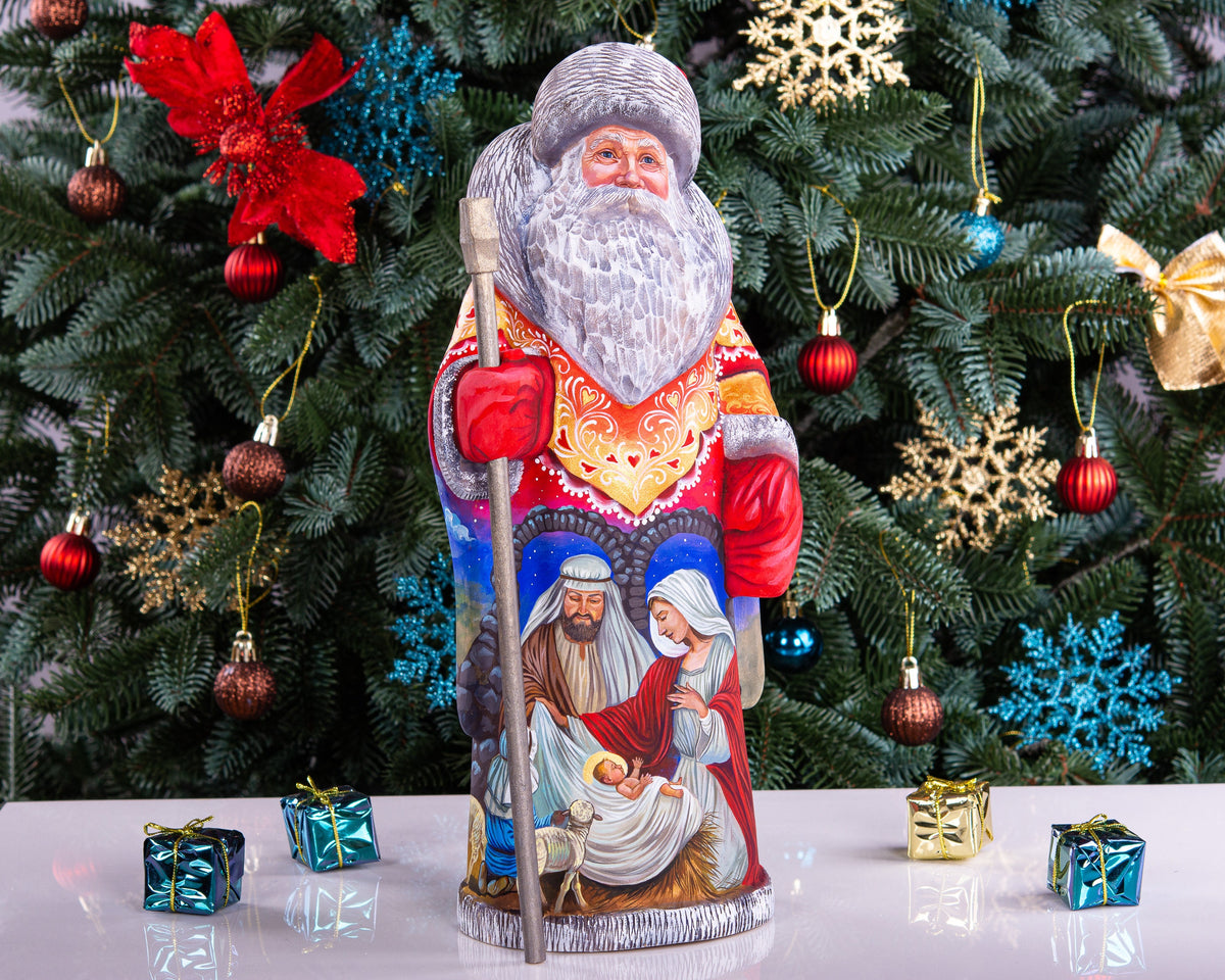 Old World Santa Figurine 12.9", Holy Family Nativity, Hand Painted