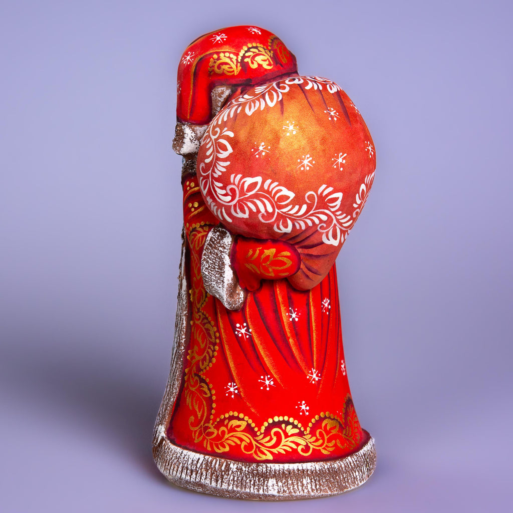 Hand Carved Wooden Santa Claus Figurine: Christmas Holiday Decor