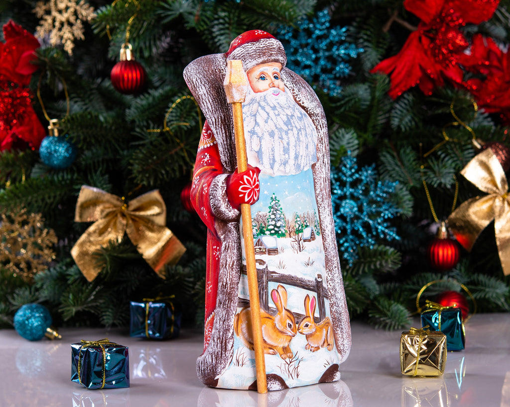 Christmas Holiday Home Decor indoor Wooden Santa Claus figurine 9", Funny Christmas gift ideas made in Ukraine