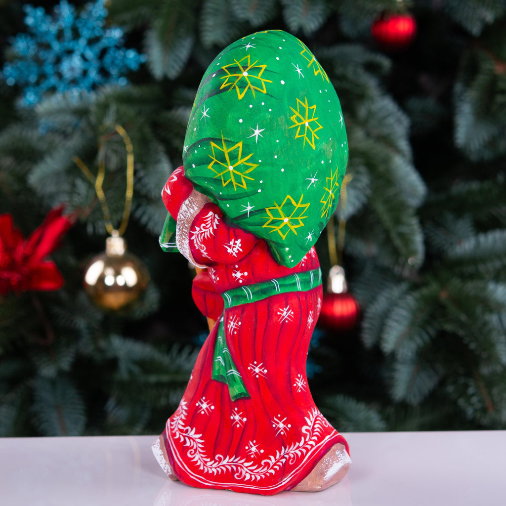 Old World Father Christmas figurine, carved solid wood, 7.9 inch
