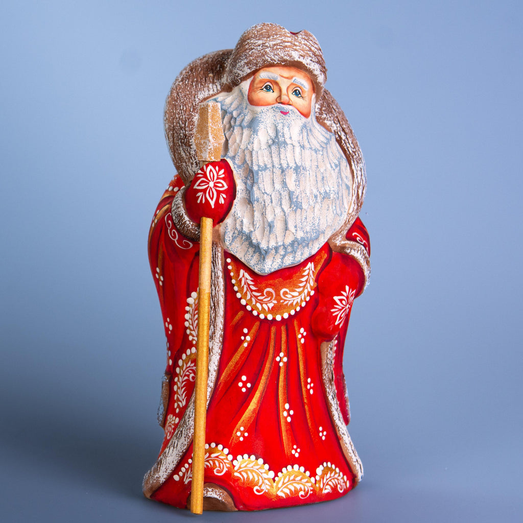 Hand-Carved Wooden Santa Claus Figurine: 9" Christmas Decor