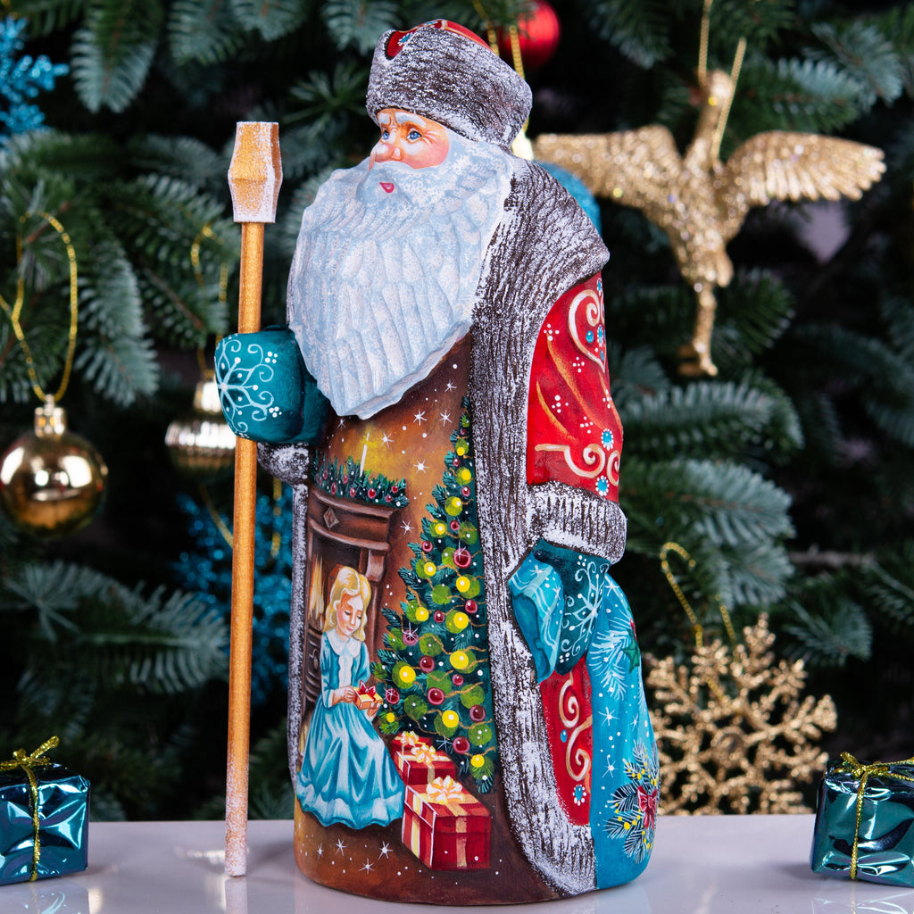 Wooden hand carved Santa Claus figurine 9", Christmas Holiday Home Decor indoor, Hand painted Christmas gift made in Ukraine