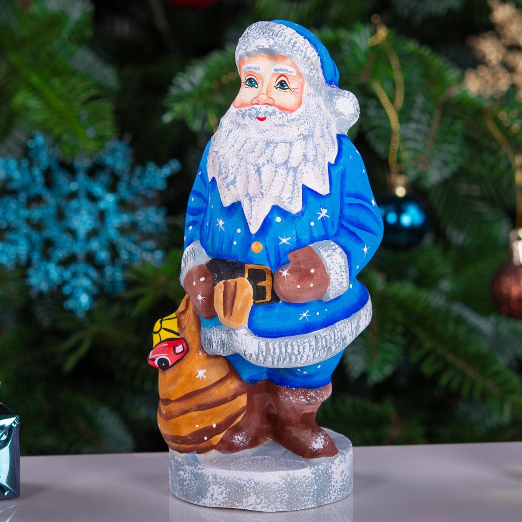 Hand‑carved Father Frost 6.3" — toy sack with car & ball