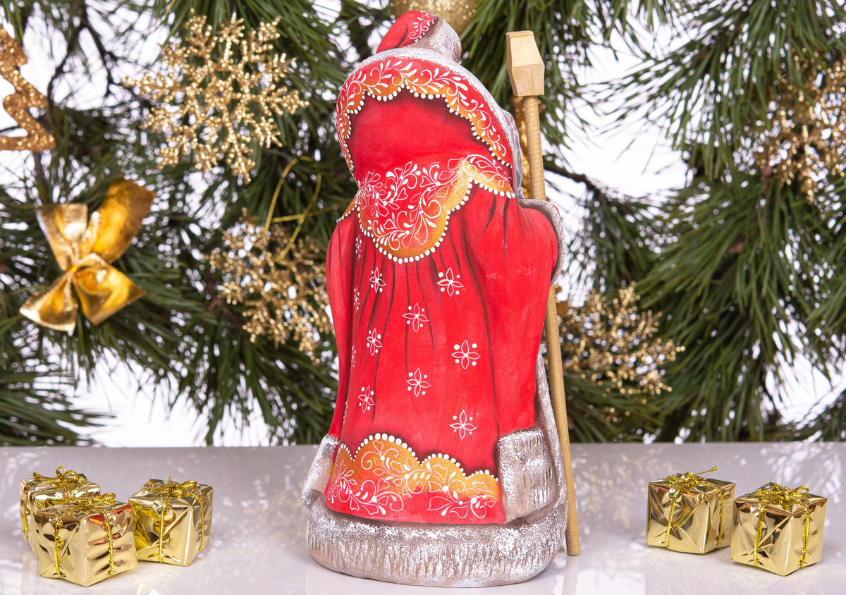 Hand carved Santa 9.1 inch solid wood figurine, folk art collectible