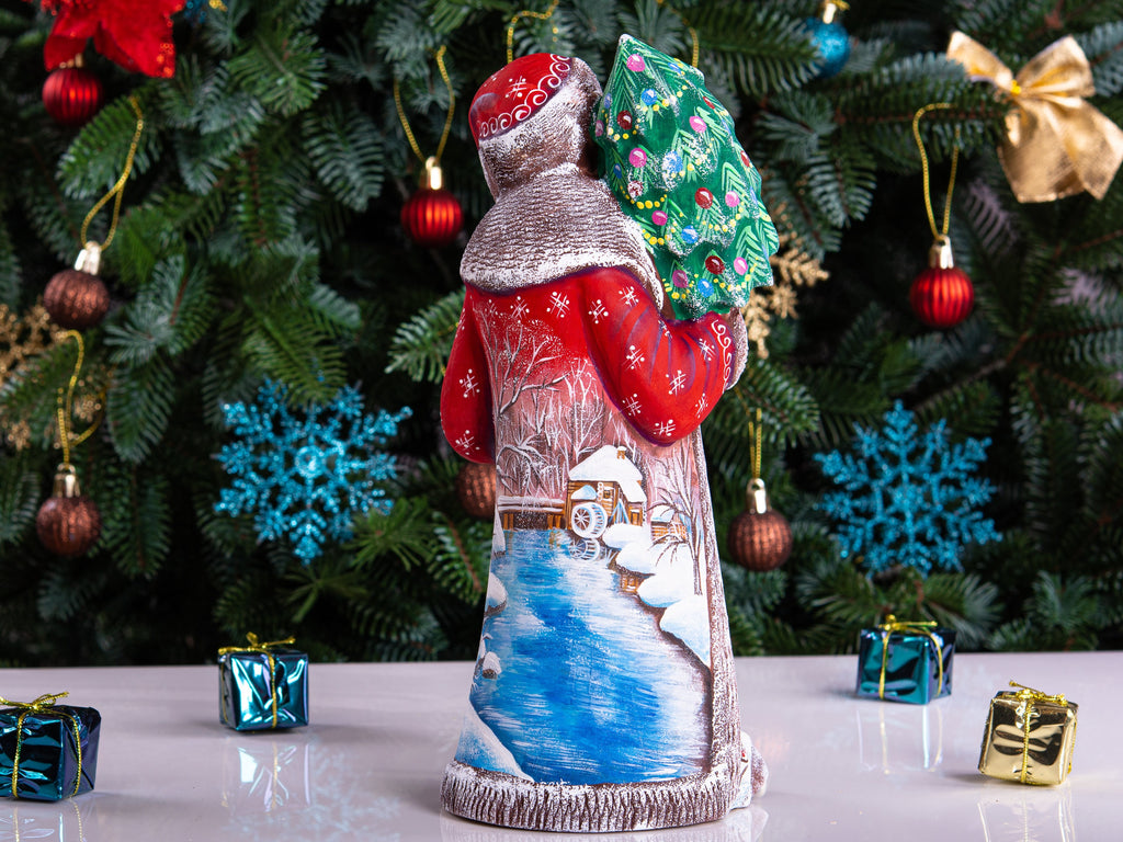 Rustic Santa Claus wood figure 10 inch, snowy country village, Christmas table décor