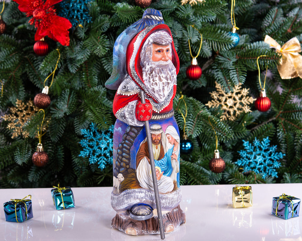 Collectible Santa Statue 12", Holy Family, Christmas Mantel Decor