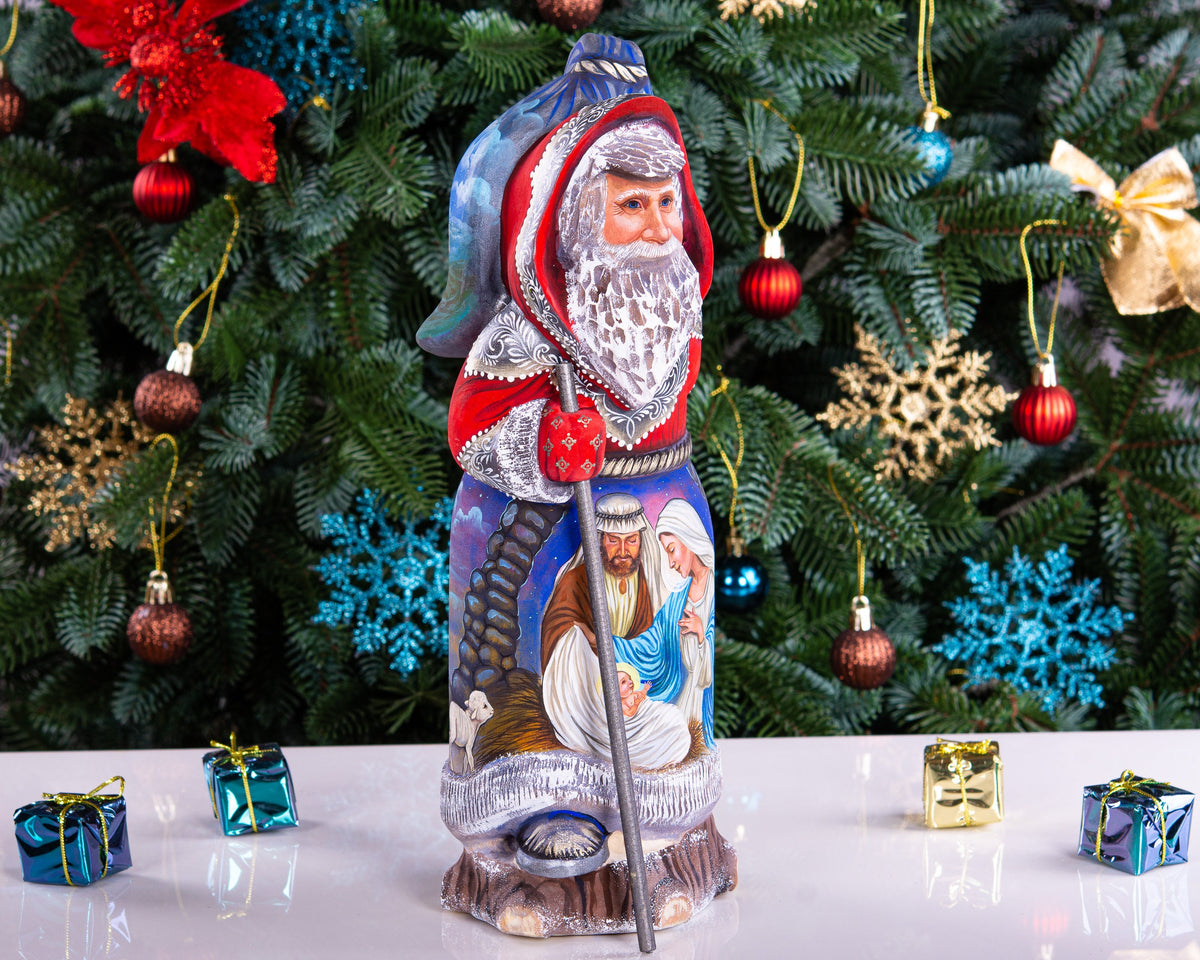 Collectible Santa Statue 12", Holy Family, Christmas Mantel Decor