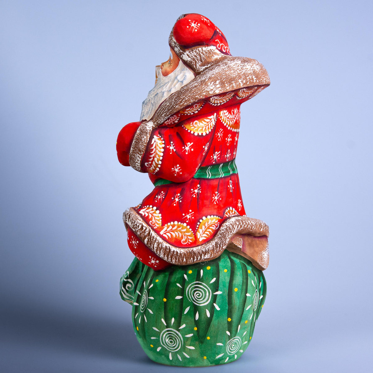 Hand carved Wooden vintage Santa Claus figurine, handmade Christmas home decoration indoor, funny Christmas gift made in Ukraine