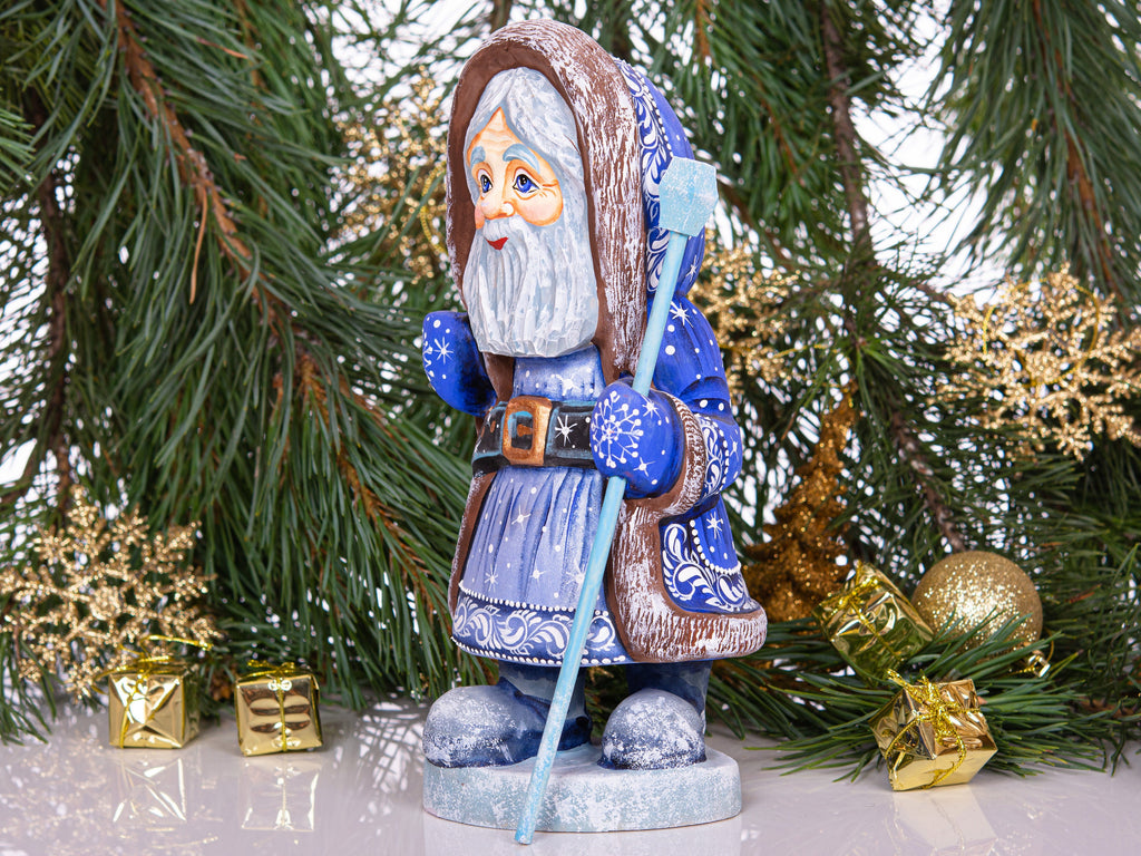 Hand-Carved Wooden Santa Claus Figurine: Retro Christmas Decor (10 inch)