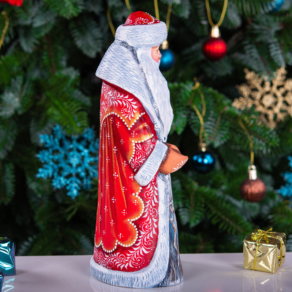 Hand Carved Wooden Santa Claus Figurine: Folk Art Christmas Decor (9 inch)