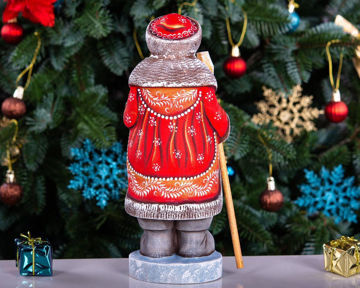 Hand-Carved Wooden Santa Claus Figurine: Holiday Home Decor (10 inch)