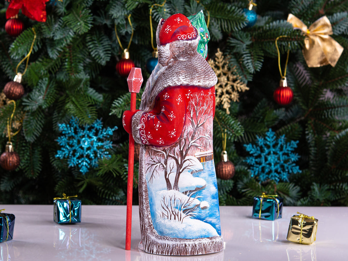 Rustic Santa Claus wood figure 10 inch, snowy country village, Christmas table décor