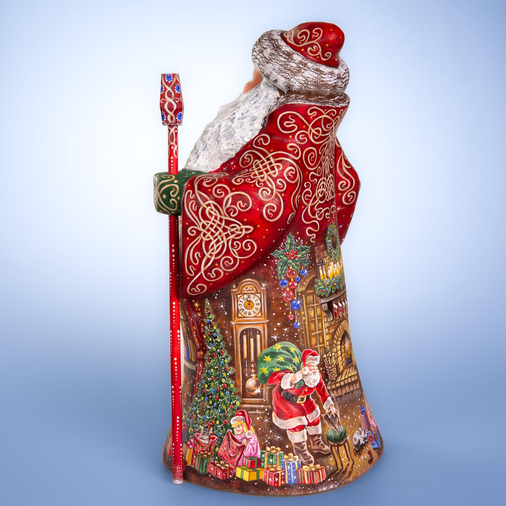 Father Christmas wooden figurine 14 inch, living room fireplace stockings, holiday home decor