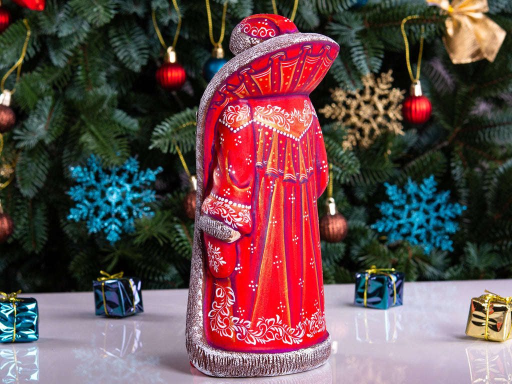 Hand-Carved Wooden Santa Claus Figurine: 9" Holiday Home Decor