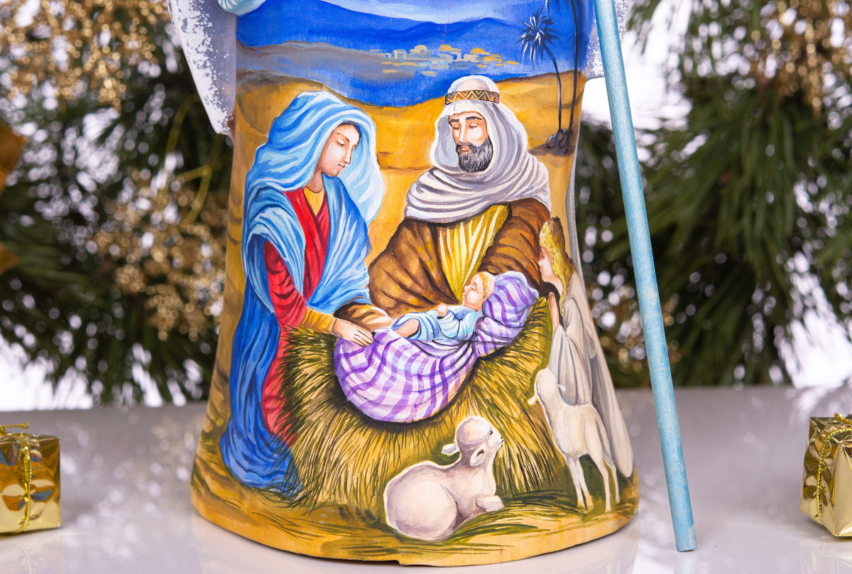 Santa Figurine 12.9", Nativity Scene, Blue Coat, Old World