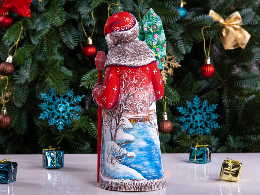 Rustic Santa Claus wood figure 10 inch, snowy country village, Christmas table décor