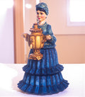 Hand carved hostess with samovar wooden figurine 7.5 inch, folk art decor