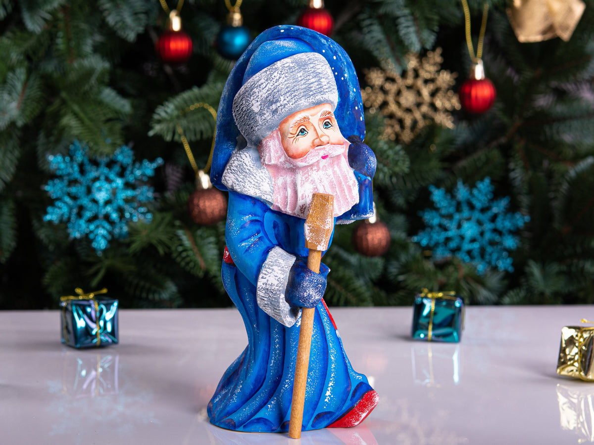 Kris Kringle nativity Santa 8 inch wooden figurine, religious Christmas shelf decor