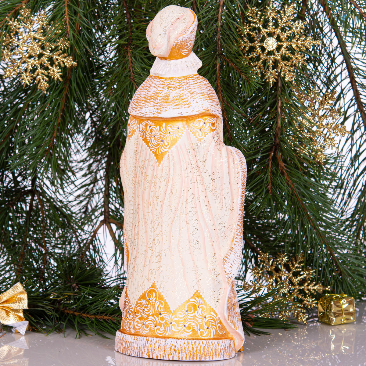 Holy Family Christmas decor 12.7 inch, hand carved Santa nativity wood figurine