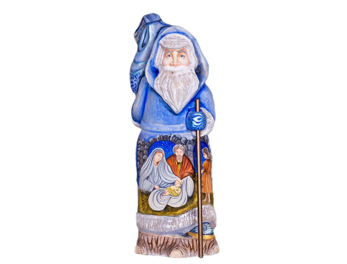 Santa Figurine 12", Nativity Scene, Orthodox Icon Style, Hand Painted Wood