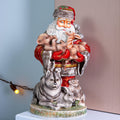 Hand Carved Wooden Santa Claus Figurine: Christmas Holiday Decor (14 inch)