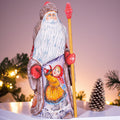 Hand-Carved Wooden Santa Claus Figurine 9inch: Folk Art Christmas Decor