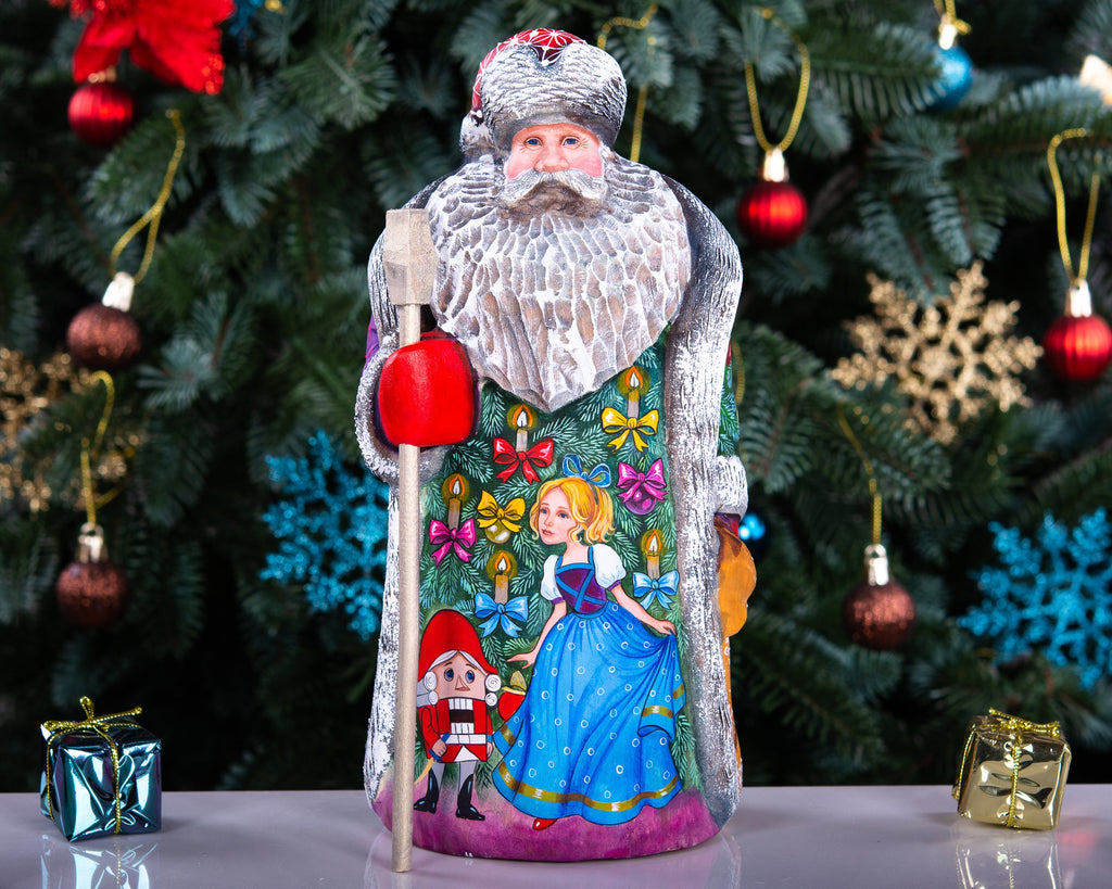 Wooden Hand Carved Santa Claus figurine 9.5", handmade home Christmas Holiday decoration indoor, funny Christmas gift idea made in Ukraine