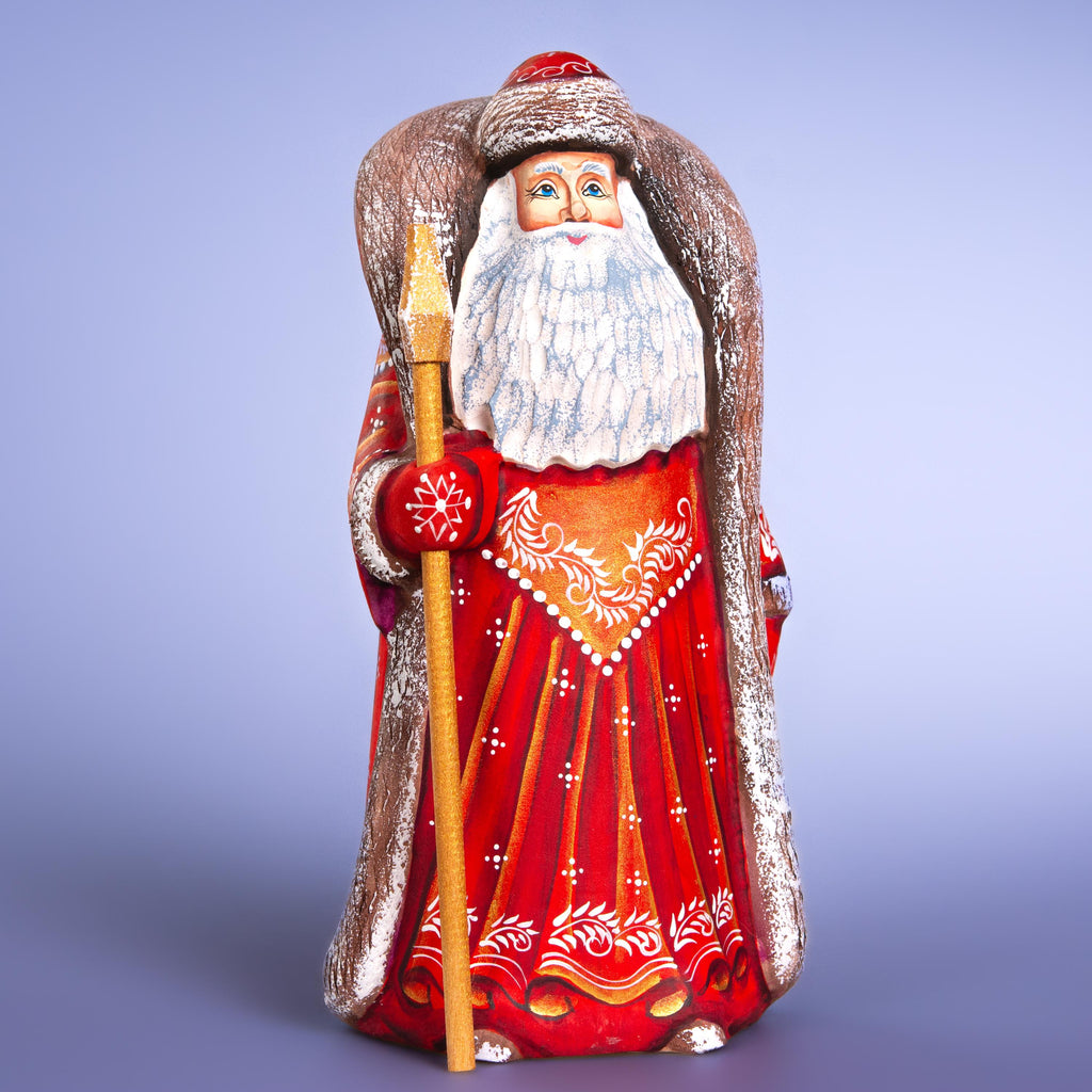 Hand Carved Wooden Santa Claus Figurine: Handmade Christmas Decor, 9"