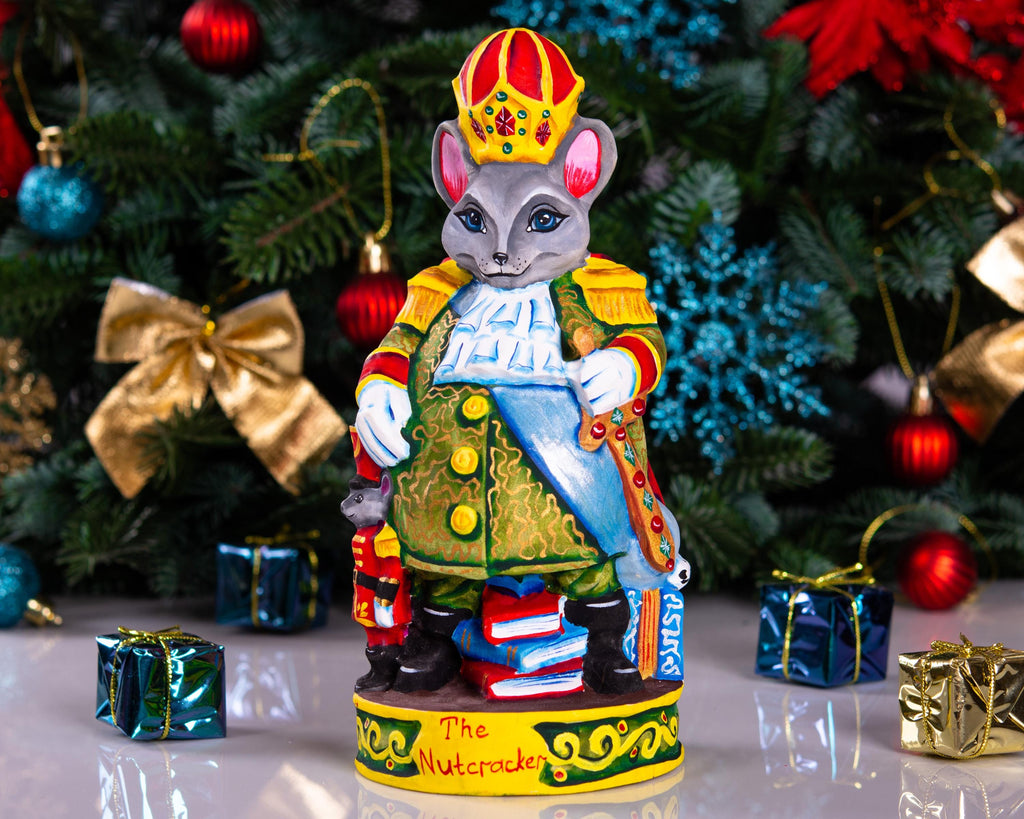 Hand carved Mouse King figurine 8.3 inch, Nutcracker mantel decor