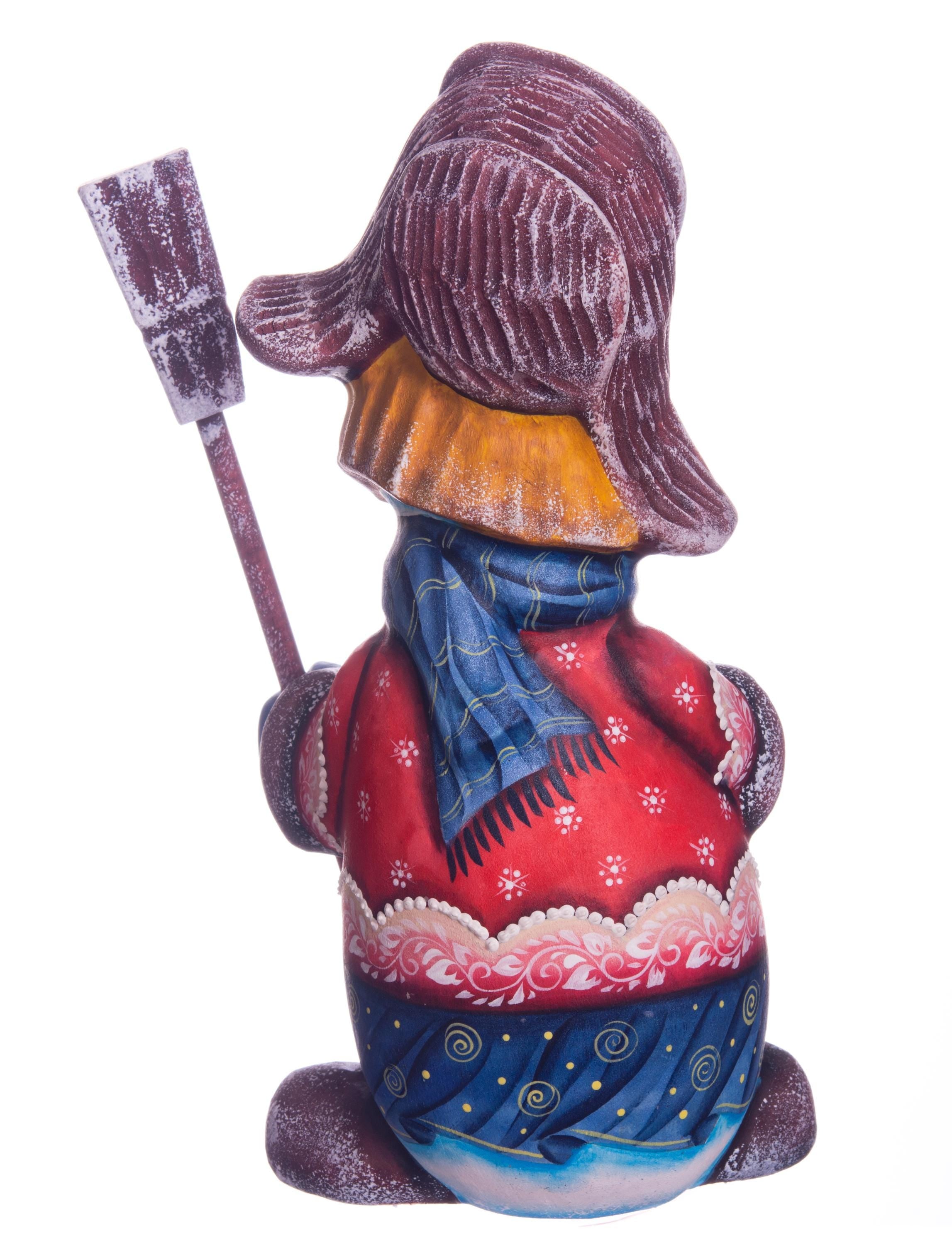 Hand painted snowman wooden figurine 8.3 inch, holiday mantel display