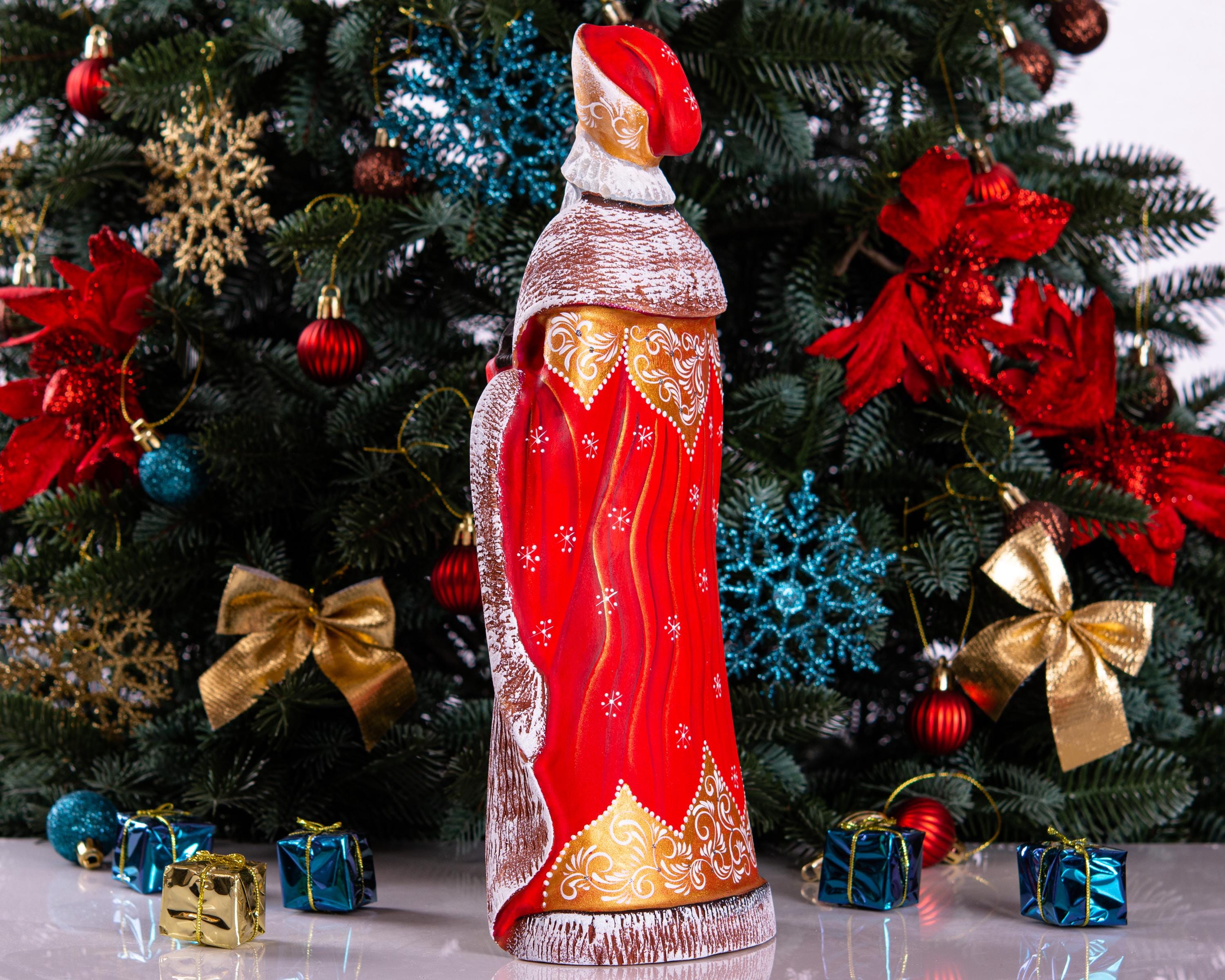 Saint Nicholas with Nativity Statue 12.9", Hand Carved Wood