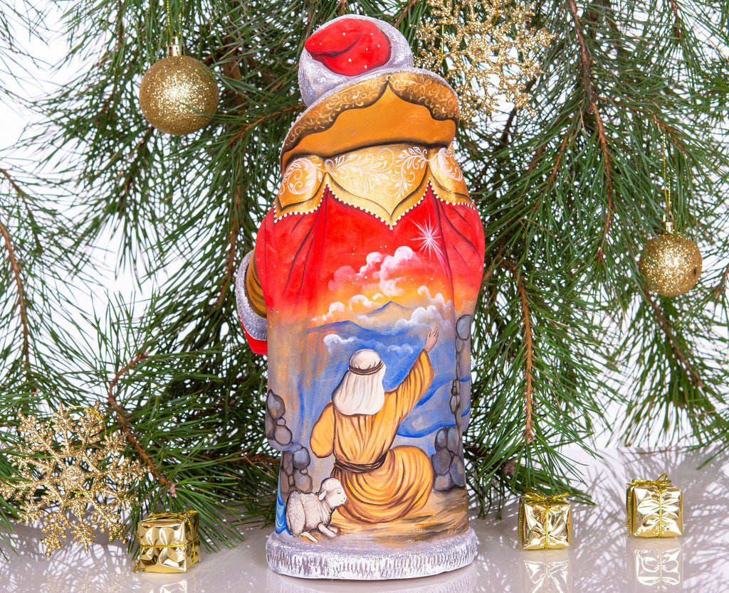 Father Christmas Statue 12", Holy Family, Artist Painted, Old World