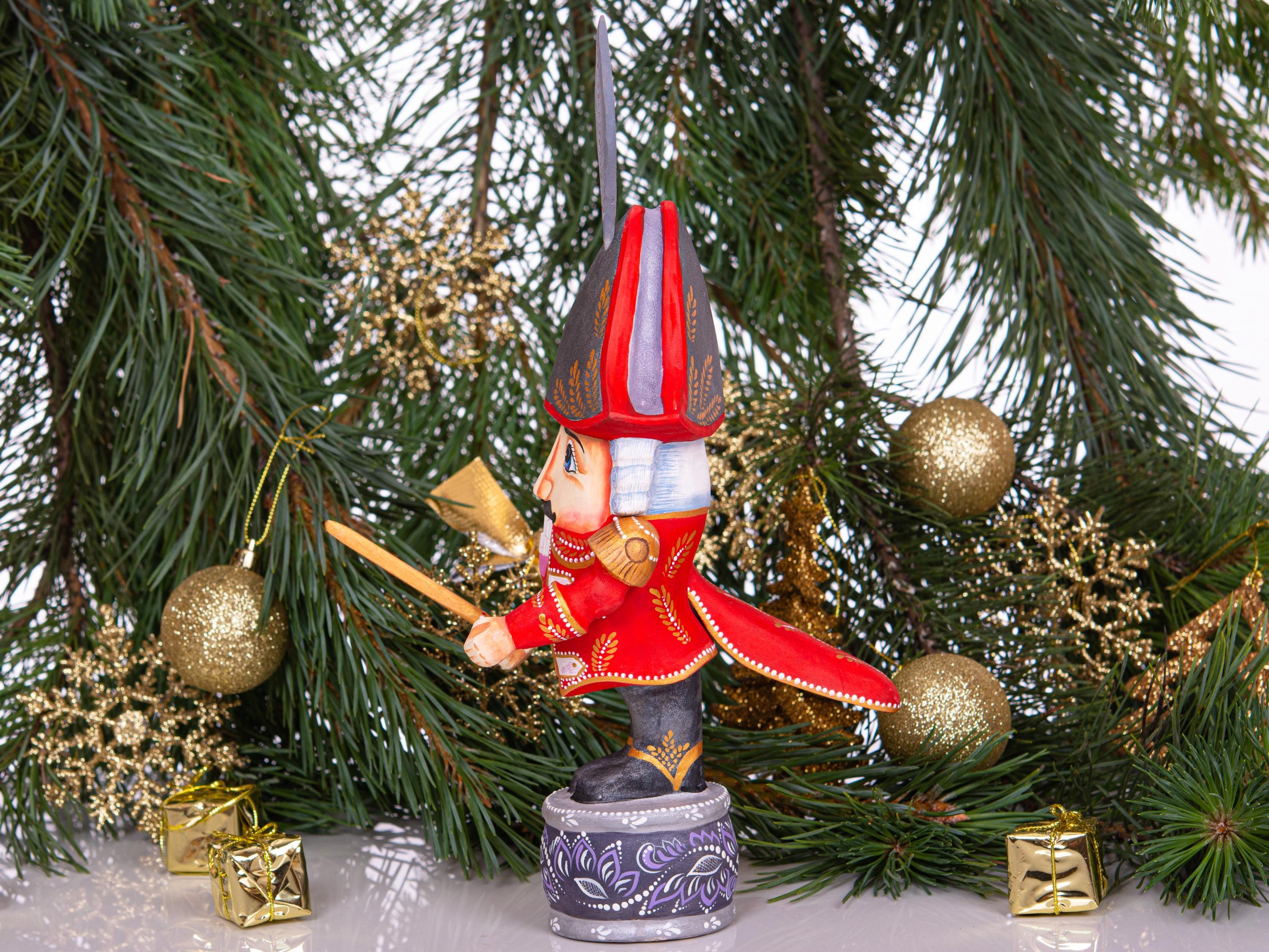 Nutcracker soldier wooden figurine 11 inch, ballet holiday shelf decor