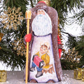 Hand-Carved Wooden Santa Claus Figurine: 9" Christmas Home Decor