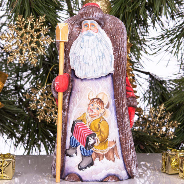 Hand-Carved Wooden Santa Claus Figurine: 9