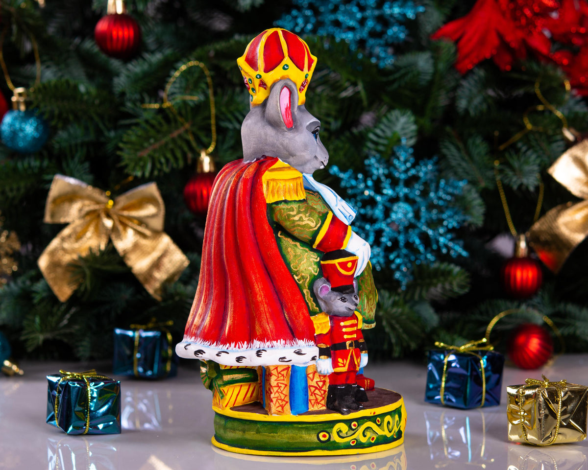 Hand carved Mouse King figurine 8.3 inch, Nutcracker mantel decor