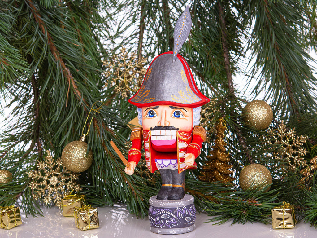 Nutcracker soldier wooden figurine 11 inch, ballet holiday shelf decor