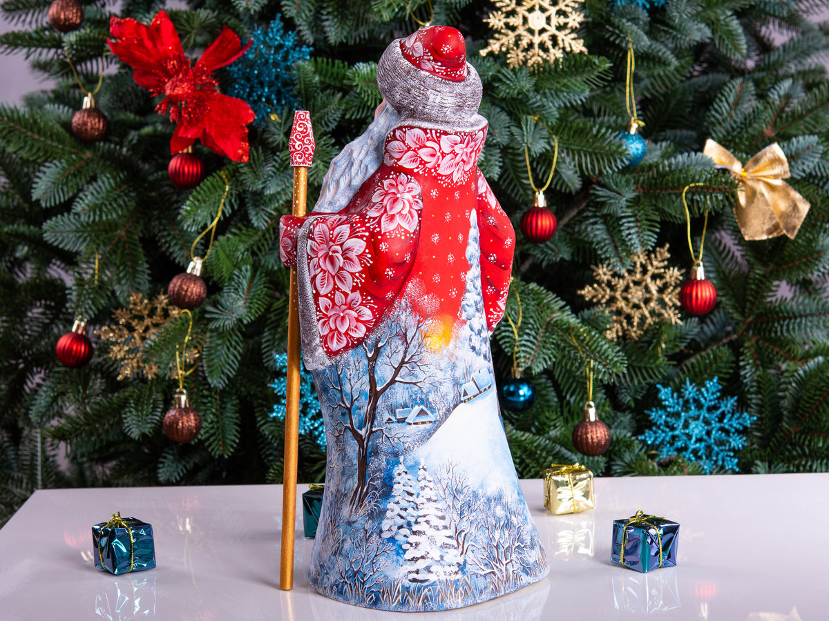 Hand Carved Wooden Santa Claus Figurine: Retro Christmas Decor (12.9")