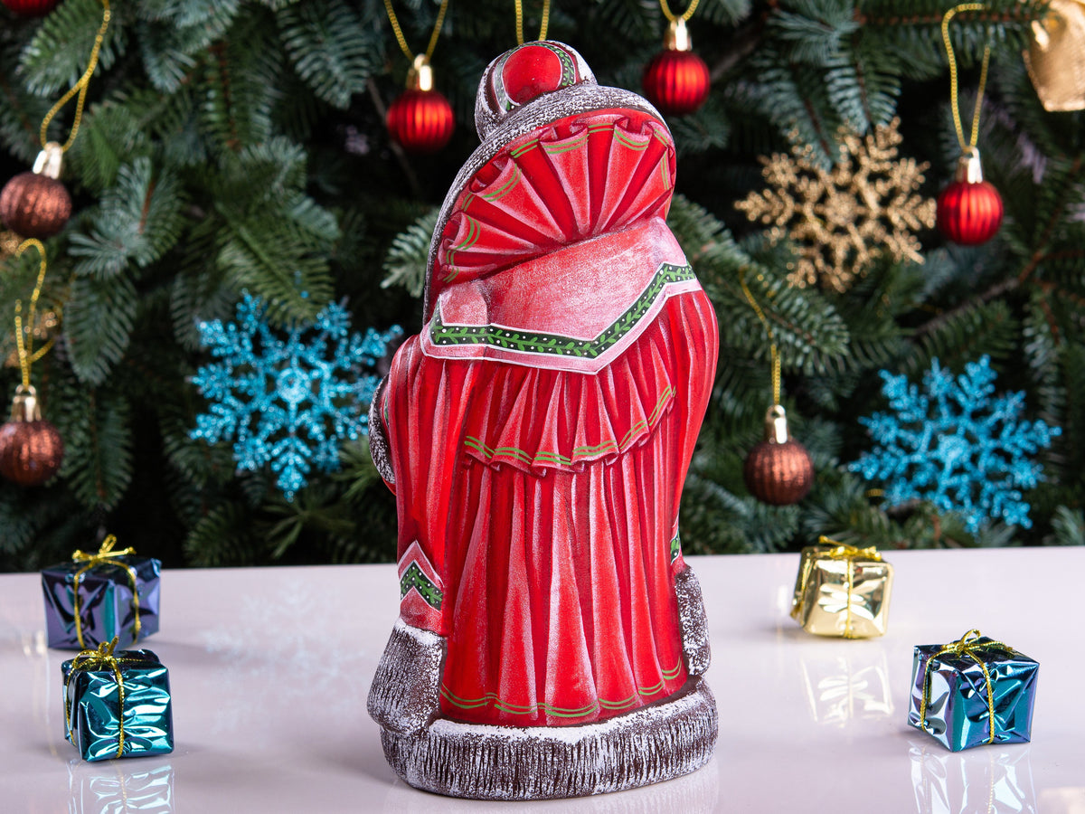 Hand Carved Wooden Santa Claus Figurine: 9" Christmas Decor