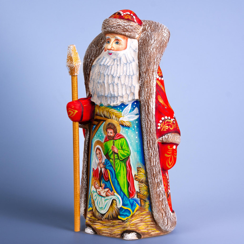 Hand-Painted Wooden Santa Figurine: 9 inch Nativity Scene Christmas Decor