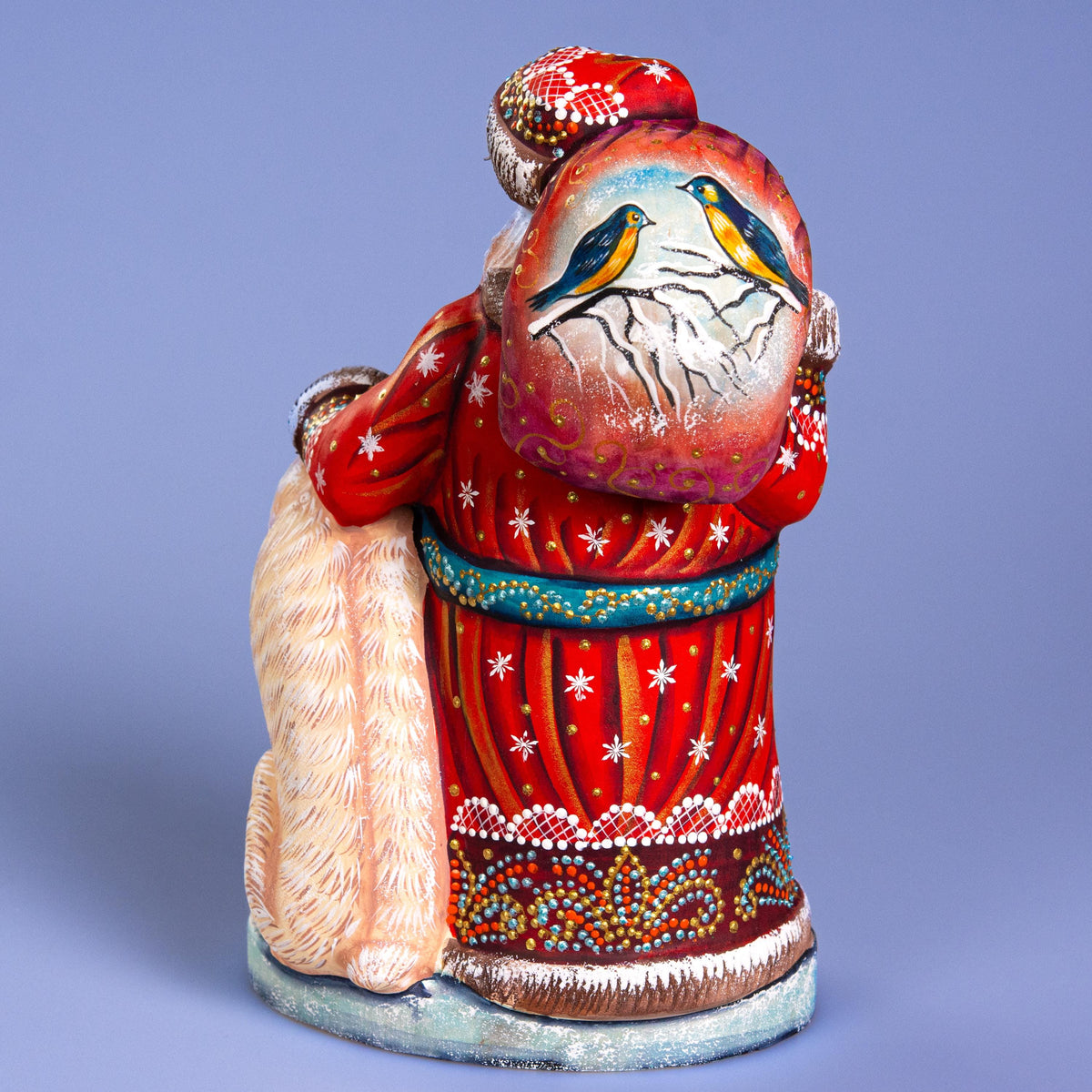 Collectible Wooden Santa Figurine 9" with Polar Bear, Mantel Décor