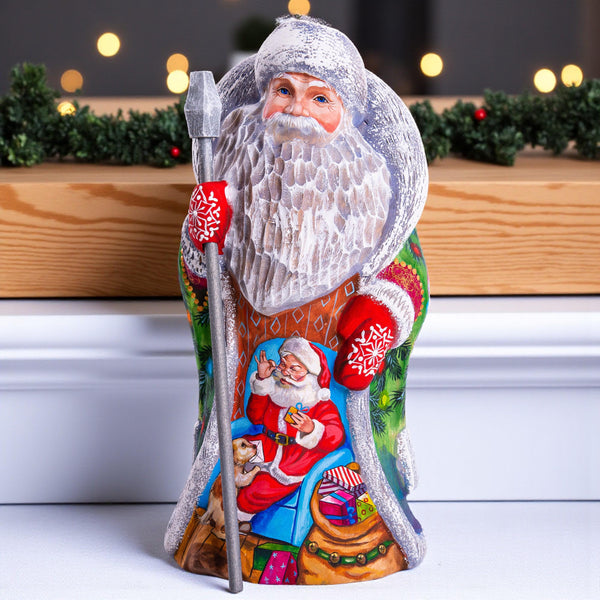 Wooden Hand Carved Vintage Santa Claus figurine 9