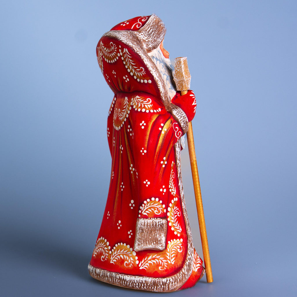 Hand-Carved Wooden Santa Claus Figurine: 9" Christmas Decor