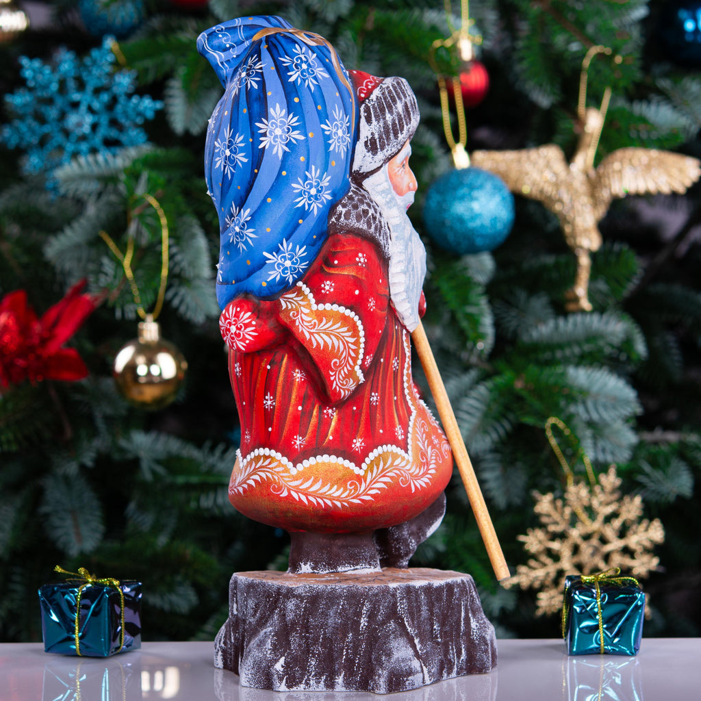 Hand Painted Wooden Santa Claus Statue: Old World Christmas Decor