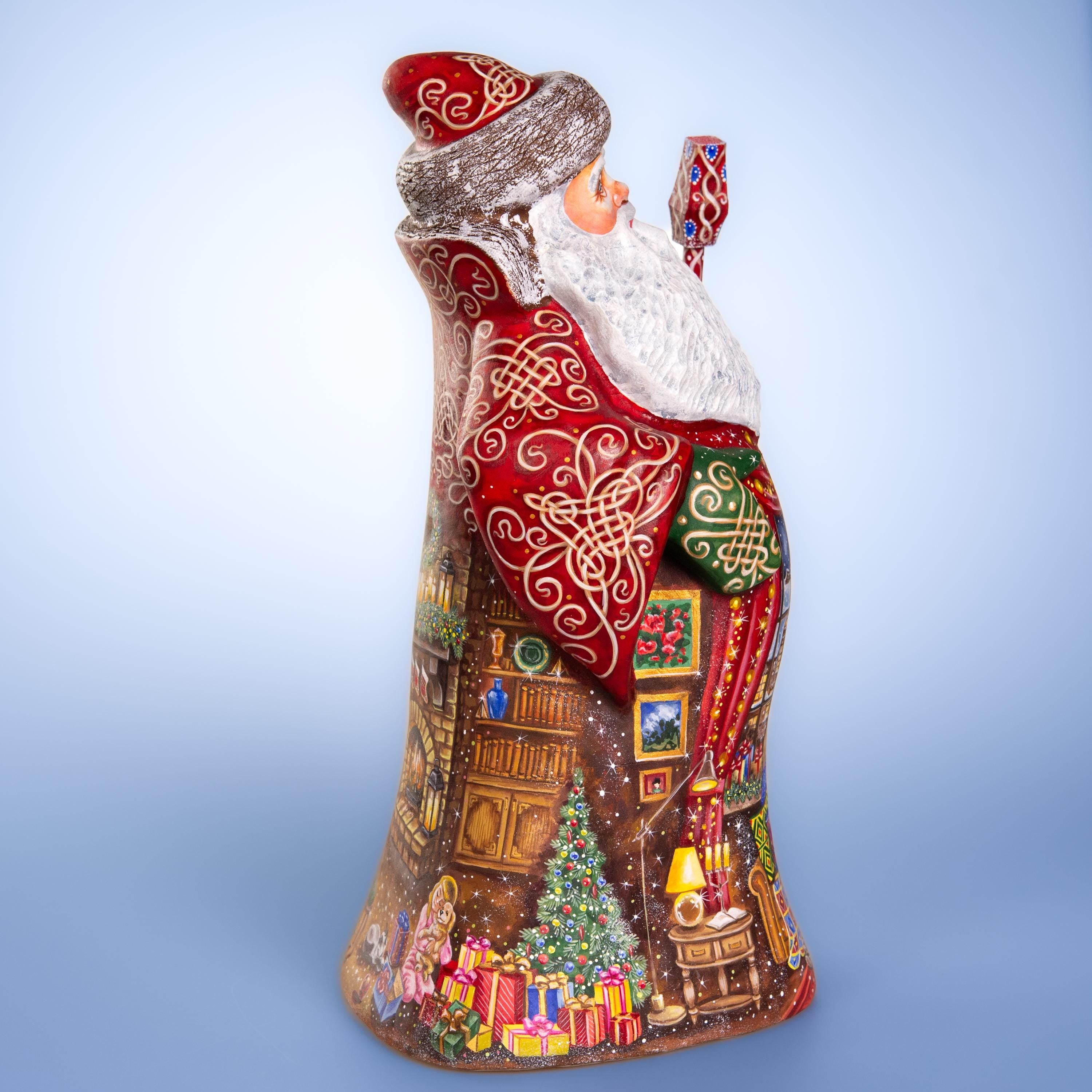Father Christmas wooden figurine 14 inch, living room fireplace stockings, holiday home decor